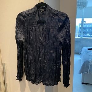 Ladies Silk crinkled NAVY BLUE blouse